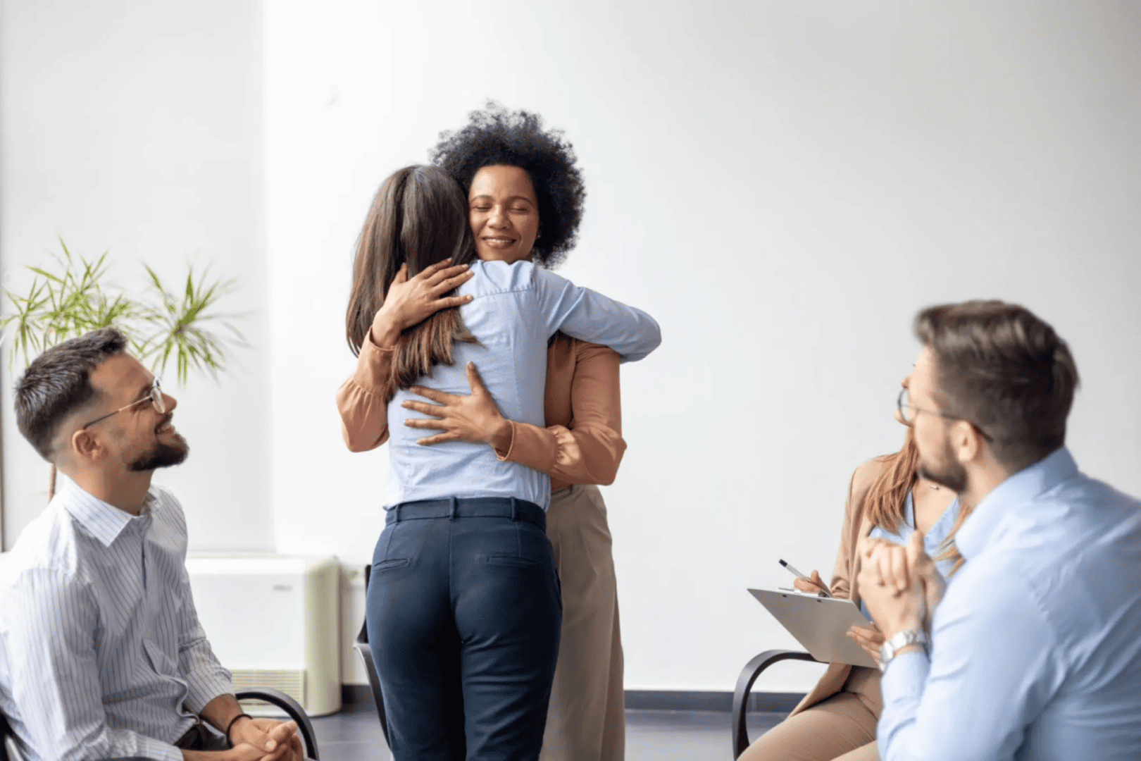 Comforting a caregiver with grief.